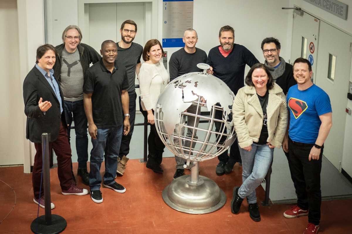 The WorldWideWeb (Nexus) browser rebuild gang at LHC's high perfomance computing data centre - 15th February, 2019. From left: Jean-François Groff, Jeremy Keith, Martin Akolo Chiteri, Craig Mod, Kimberly Blessing, Mark Boulton, John Allsopp, Angela Ricci, Brian Suda and Remy Sharp. Picture Credit: Craig Mod.
